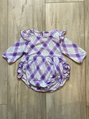 NWT RuffleButts Enchanted Princess Long Sleeve Ruffled Bubble Romper girls 3-6M